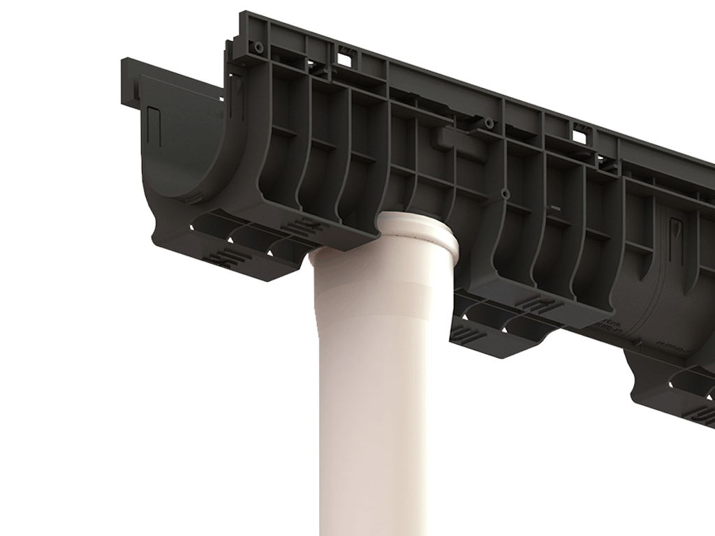 Лоток водоотводный пластиковый BASE DN100 H200 с решеткой щелевой стальной оцинкованной A15